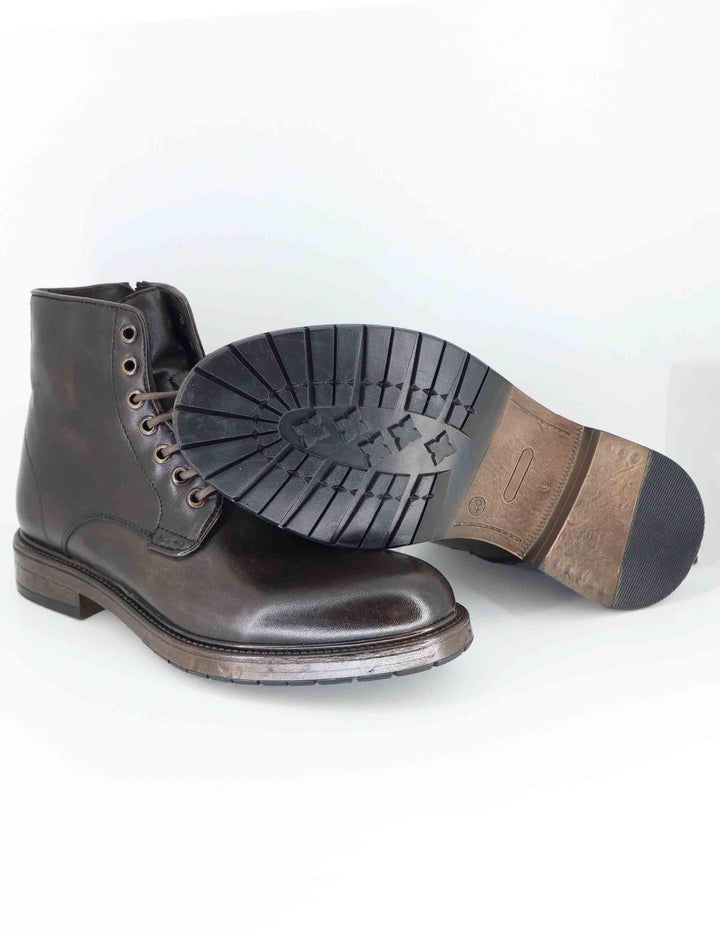 Stivaletti uomo in pelle marorne con zip interna e suola in gomma SPGB2050 014 Spatarella 