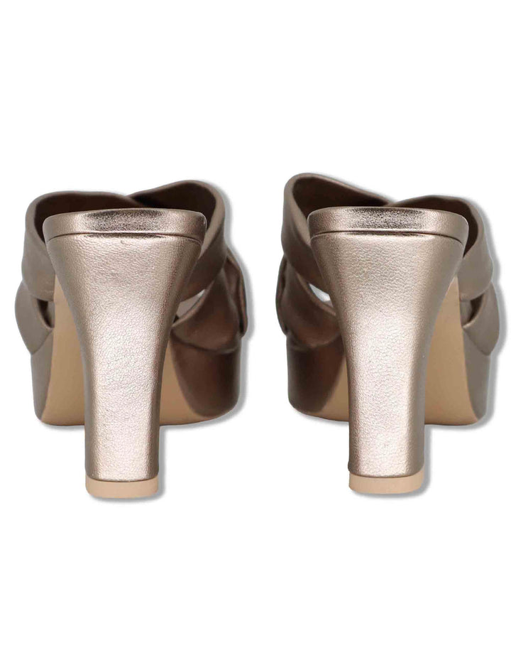 Sandali donna in pelle taupe con tacco alto e plateau OCAN LMT MUMM Unisa 