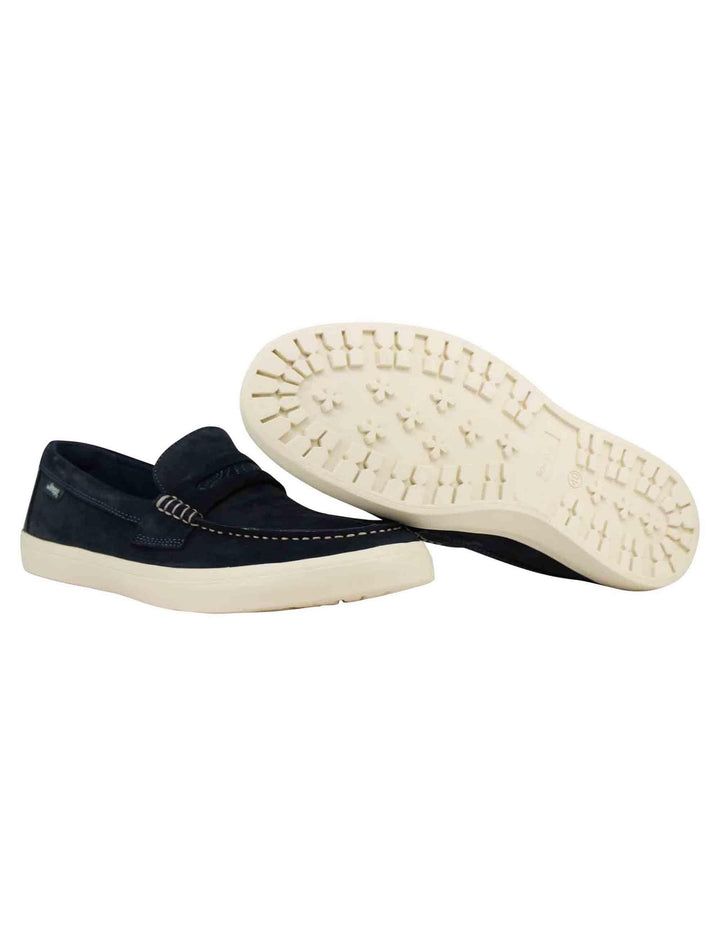 Mocassini uomo Moki Suede in camoscio blu con suola in gomma bianca JM41111A 016 Jeep 