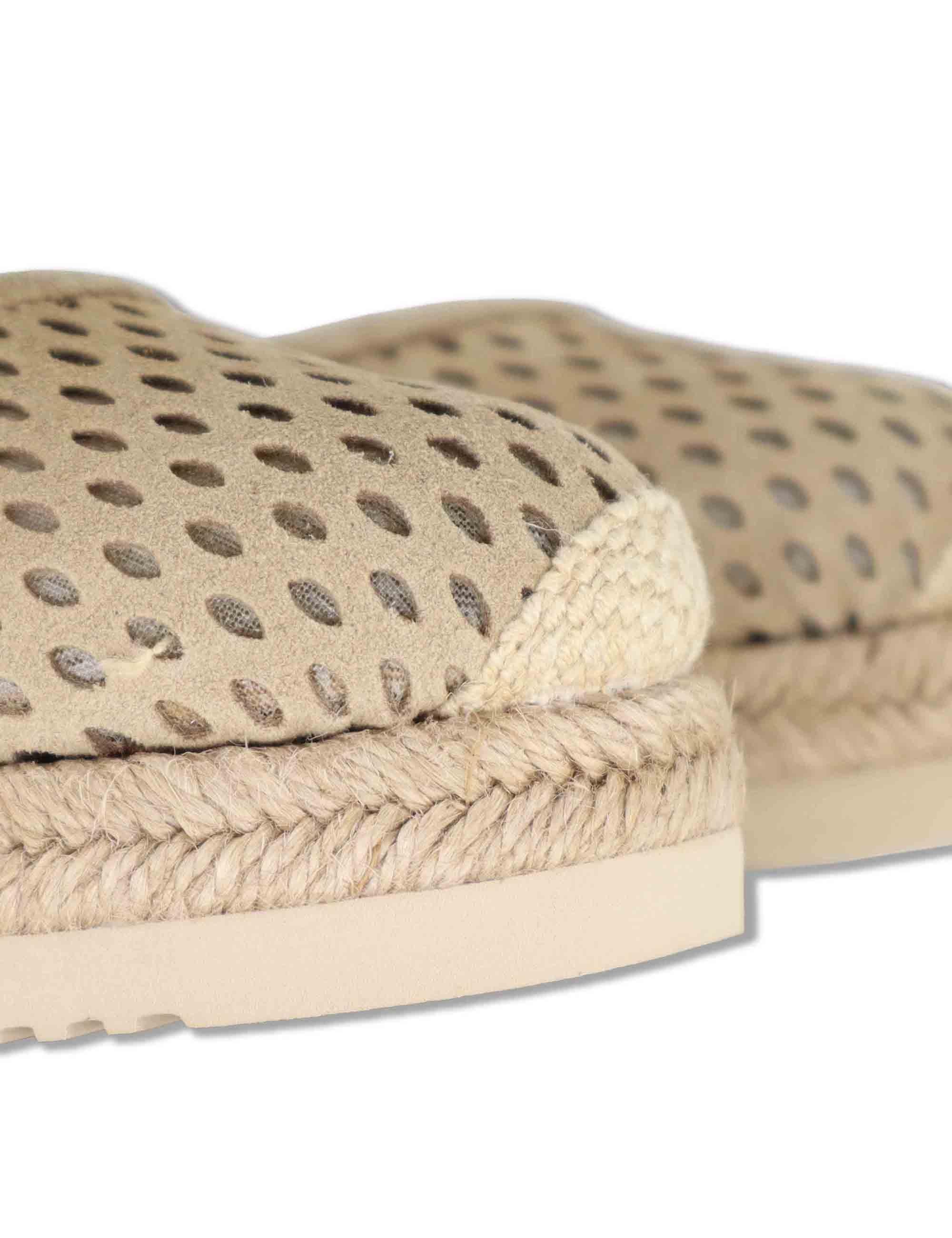 Sandali esparillas in camoscio beige con cinturino e zeppa bassa in corda CHASKA BS BARLEY Unisa 