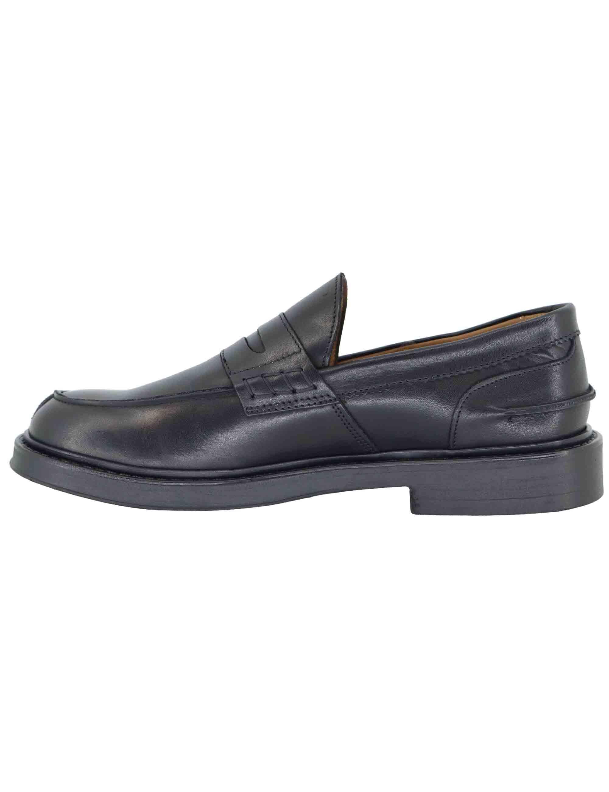Mocassini uomo in pelle nera con suola in gomma SP030 001 Spatarella 