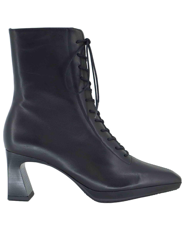 Stivaletti stringati donna in pelle nera con tacco alto HI254379 C001 Hispanitas 