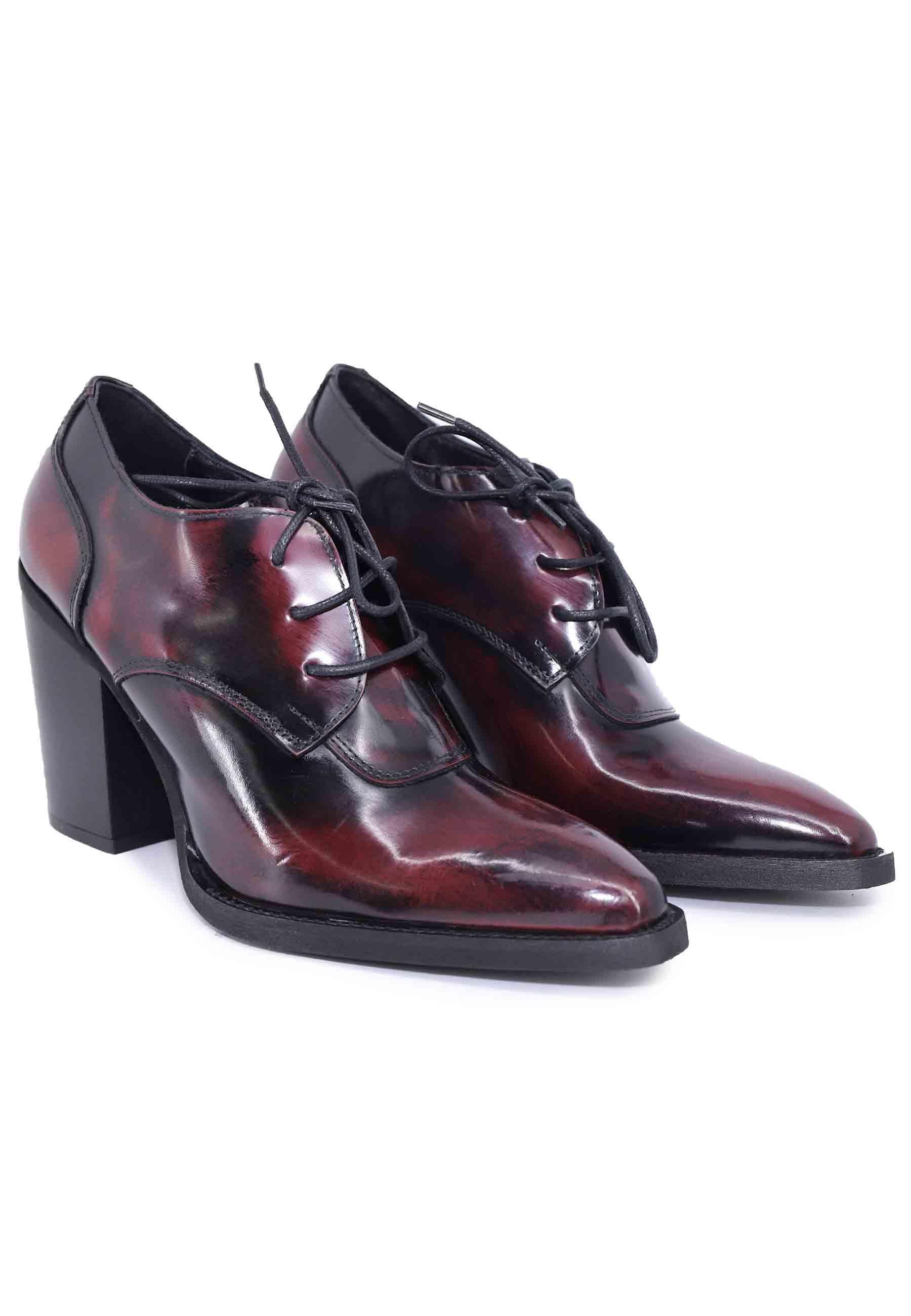 Stringate donna in pelle bordeaux con tacco alto e punta a punta SPPR03 018 Spatarella 