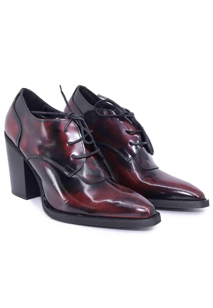 Stringate donna in pelle bordeaux con tacco alto e punta a punta SPPR03 018 Spatarella 