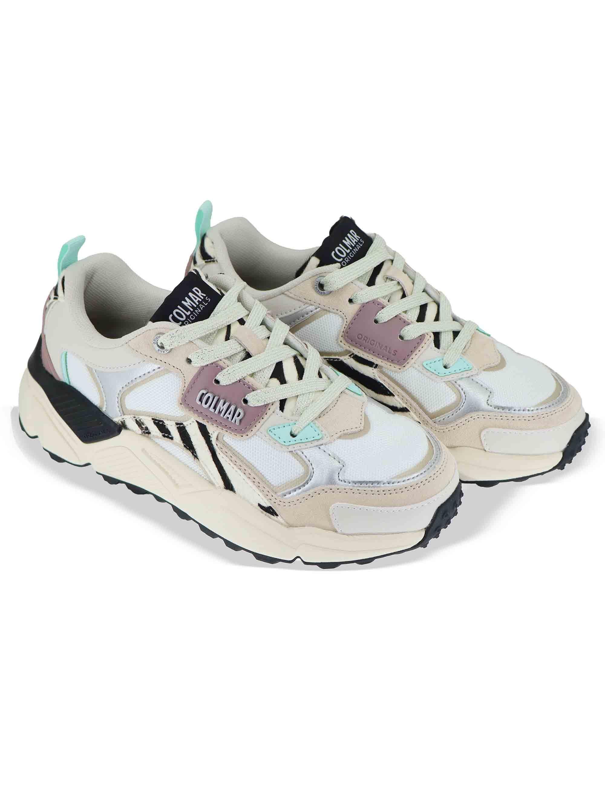 Sneakers donna in pelle e tessuto grigio con suola alta GARNER 080 Colmar 