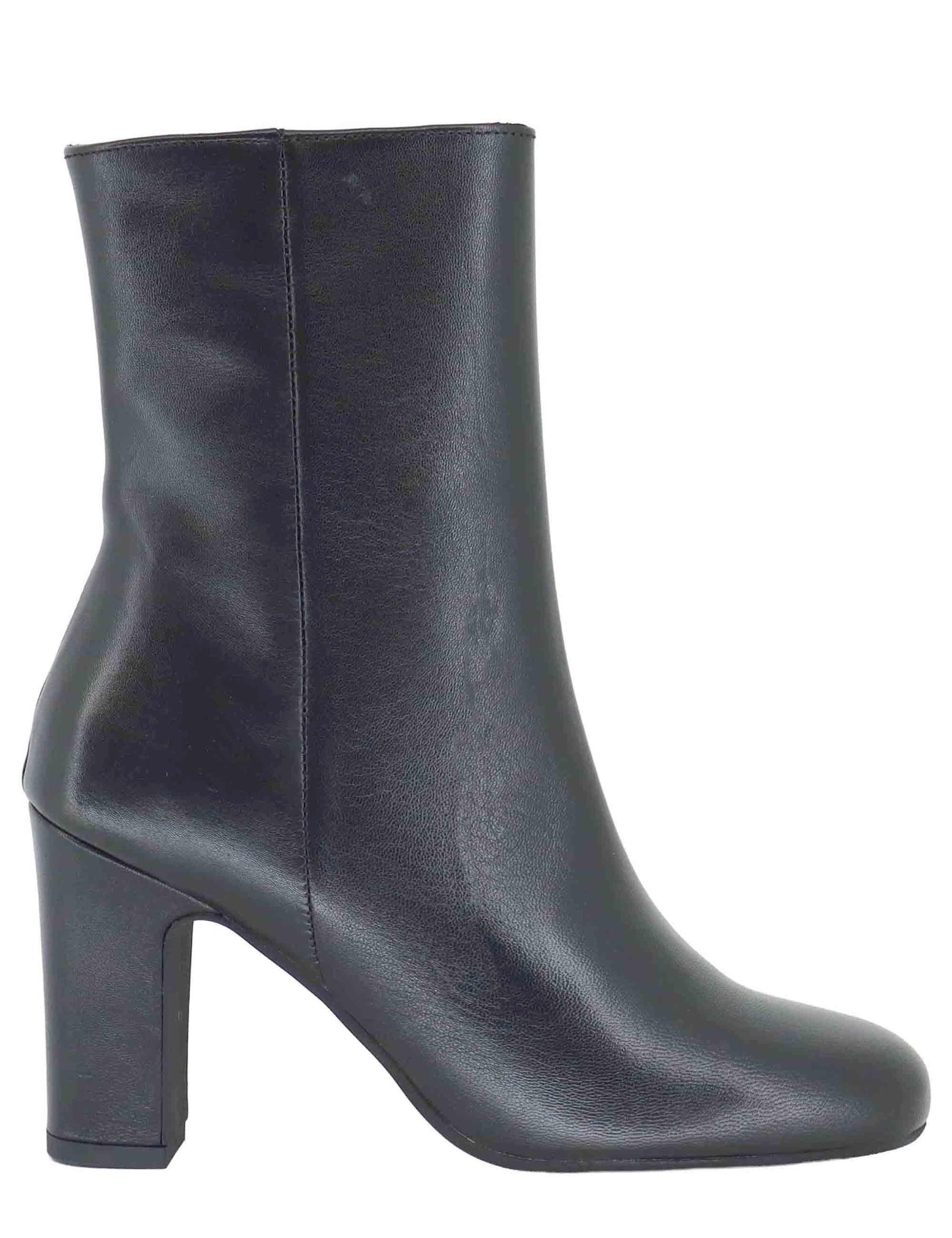 Stivaletti donna in pelle nera tacco alto 3351 001 Les Venues 