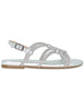 Women's low-heeled silver leather and rhinestone slingback COOPER LMT SILVER