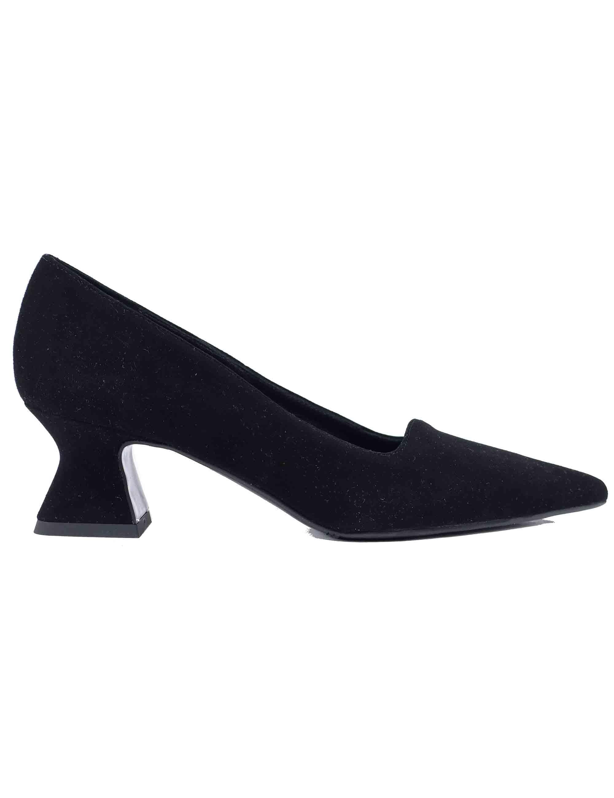 Decollete donna in camoscio nero tacco basso SP1044 001 Spatarella 