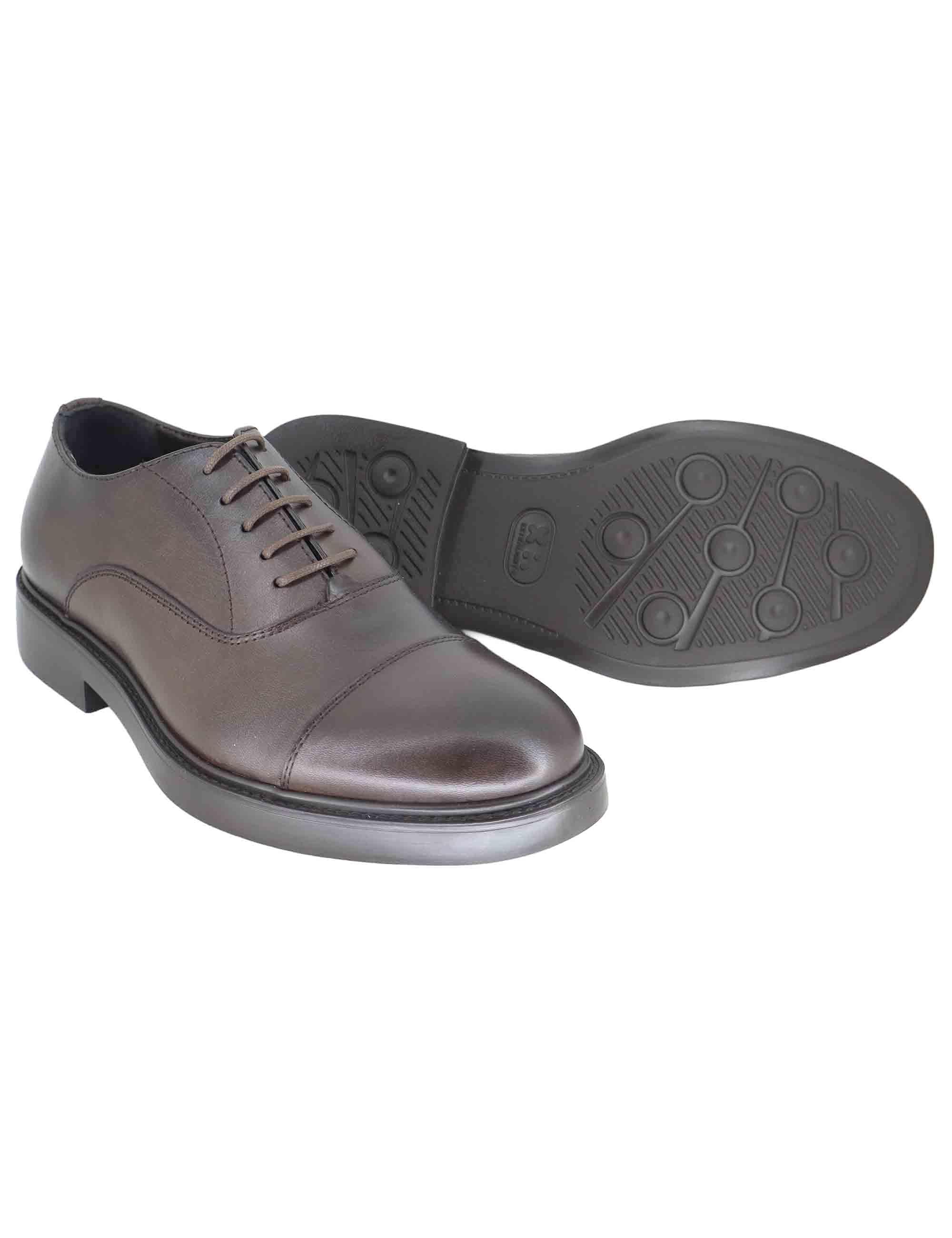 Stringate uomo in pelle marrone con suola in gomma SPDU8040 014 Spatarella 