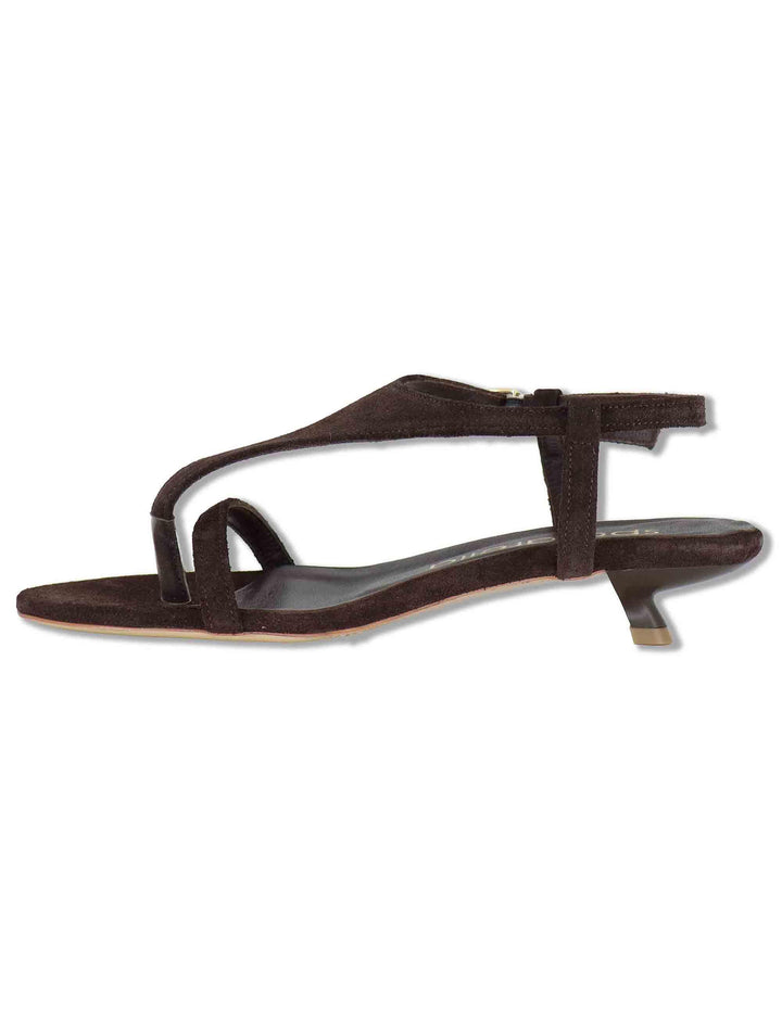 Sandali donna slingback in camoscio marrone con tacco basso SP261653 029 Spatarella 