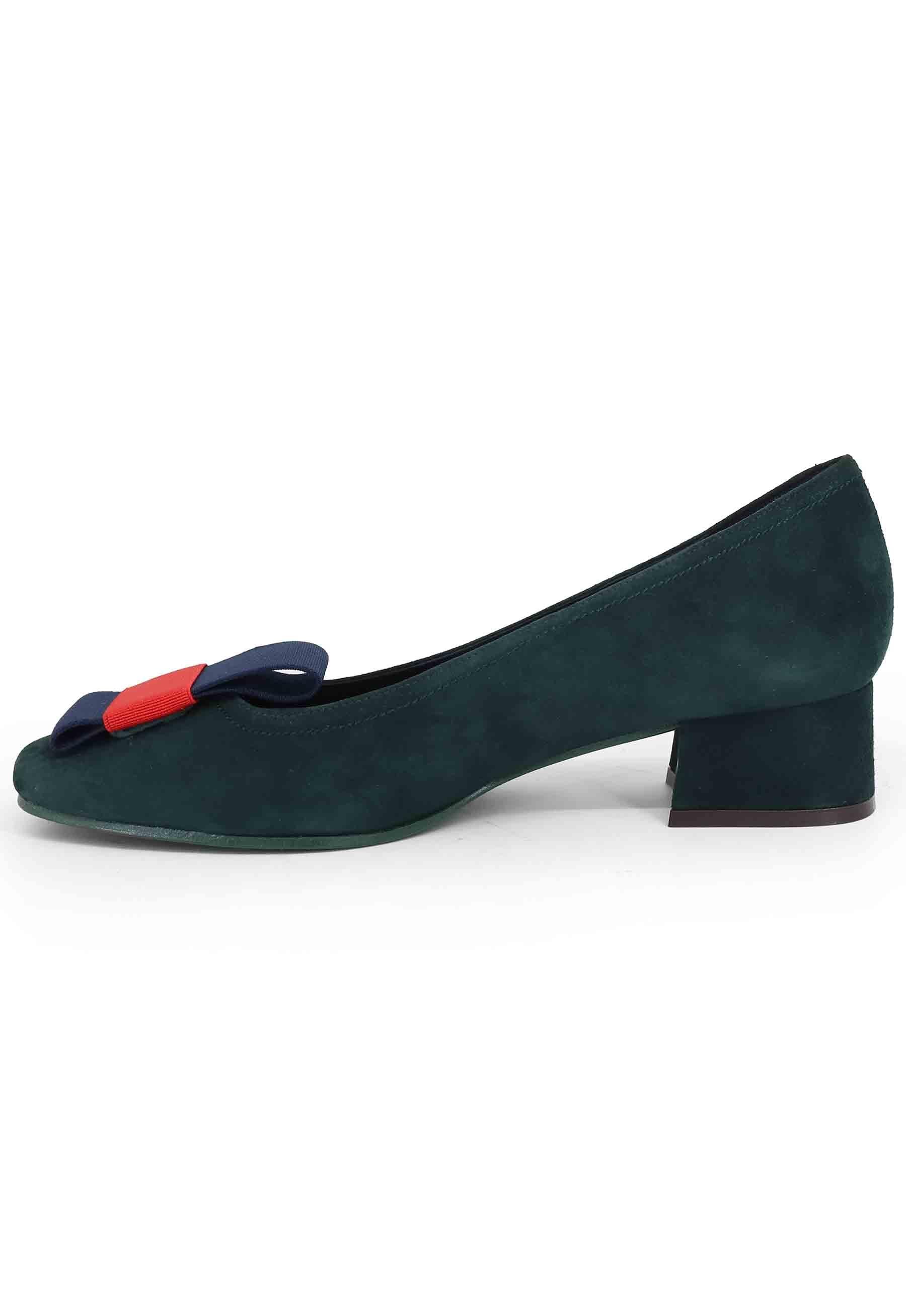 Decollete donna in camoscio verde con tacco basso GARDEN 005 Daniele Ancarani 