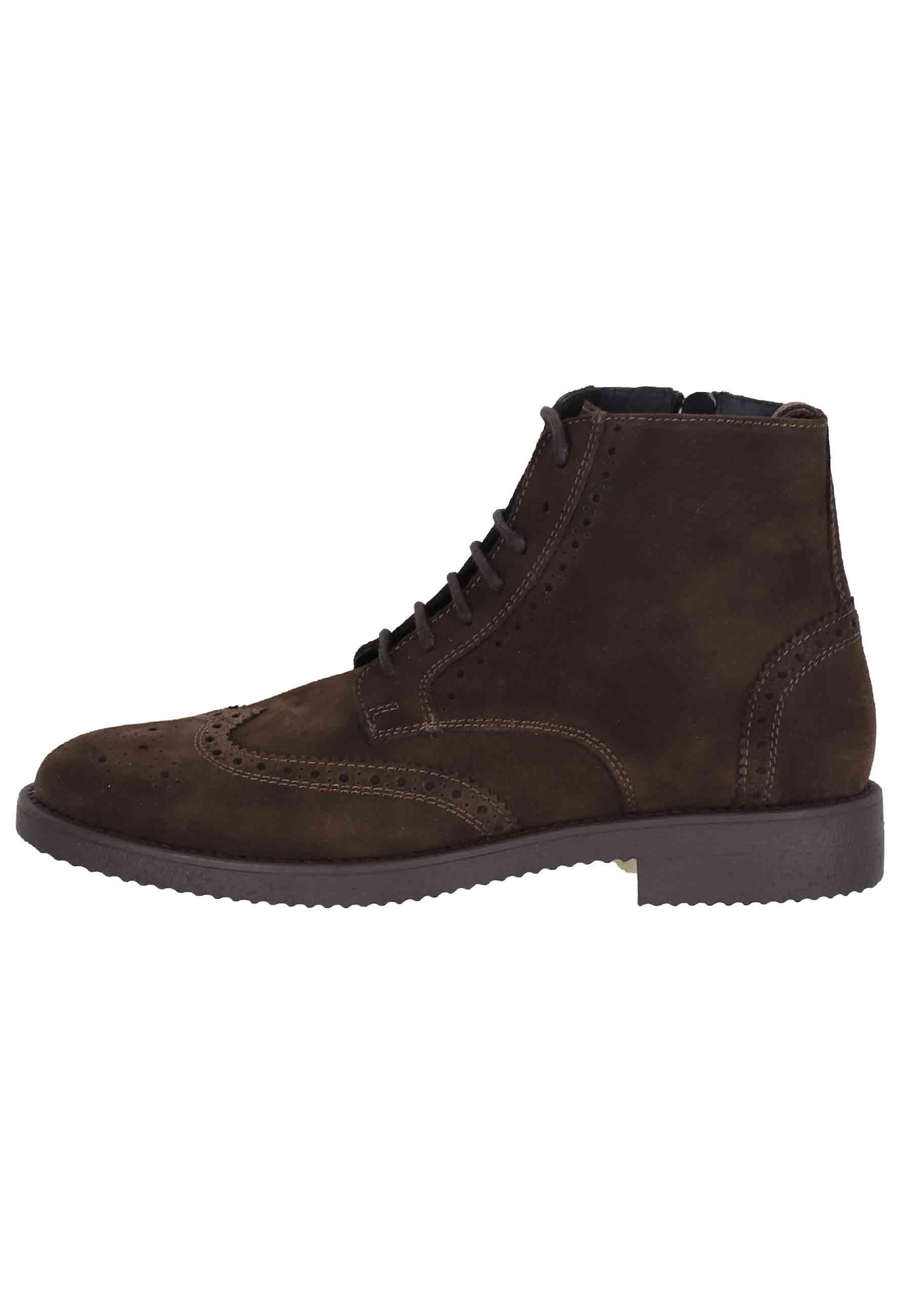 Stivaletti uomo in camoscio testa di moro con impunture e suola in para 22741-W-U46 013 Antica Cuoieria 