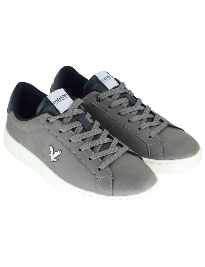 Sneakers uomo in pelle grigia con riporti in contrasto e logo laterale KALEB004 124 Lyle & Scott 