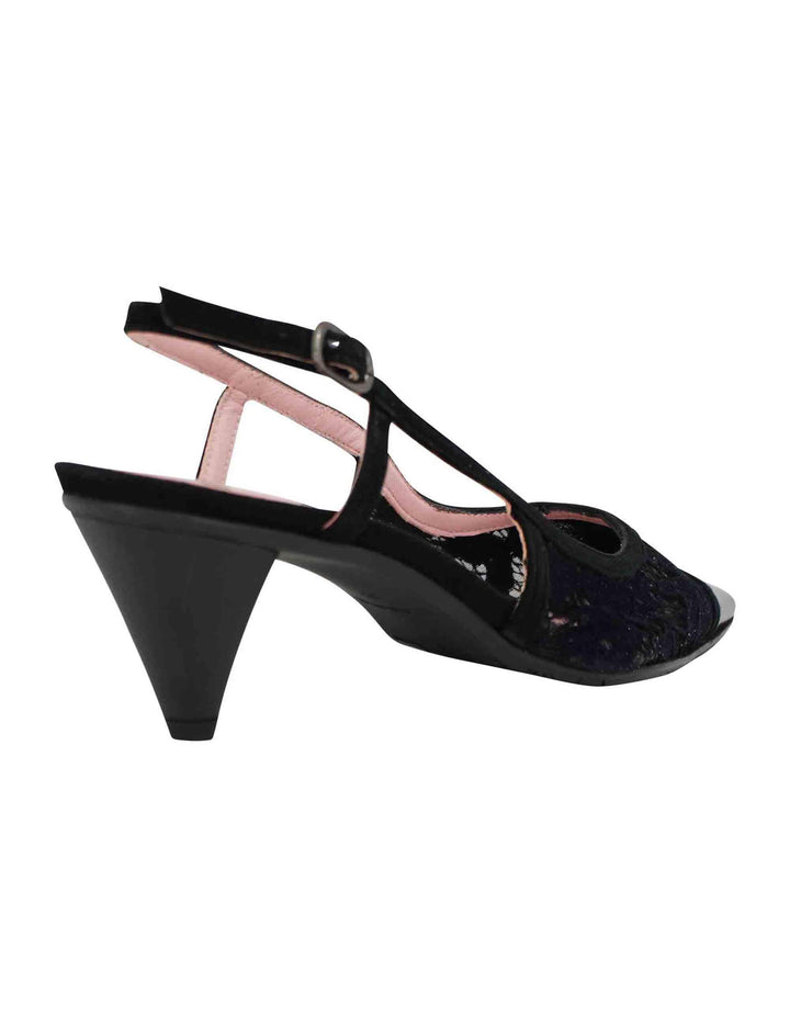 Decollete slingback donna in pizzo nero con punta a punta 7917 001 Ras 