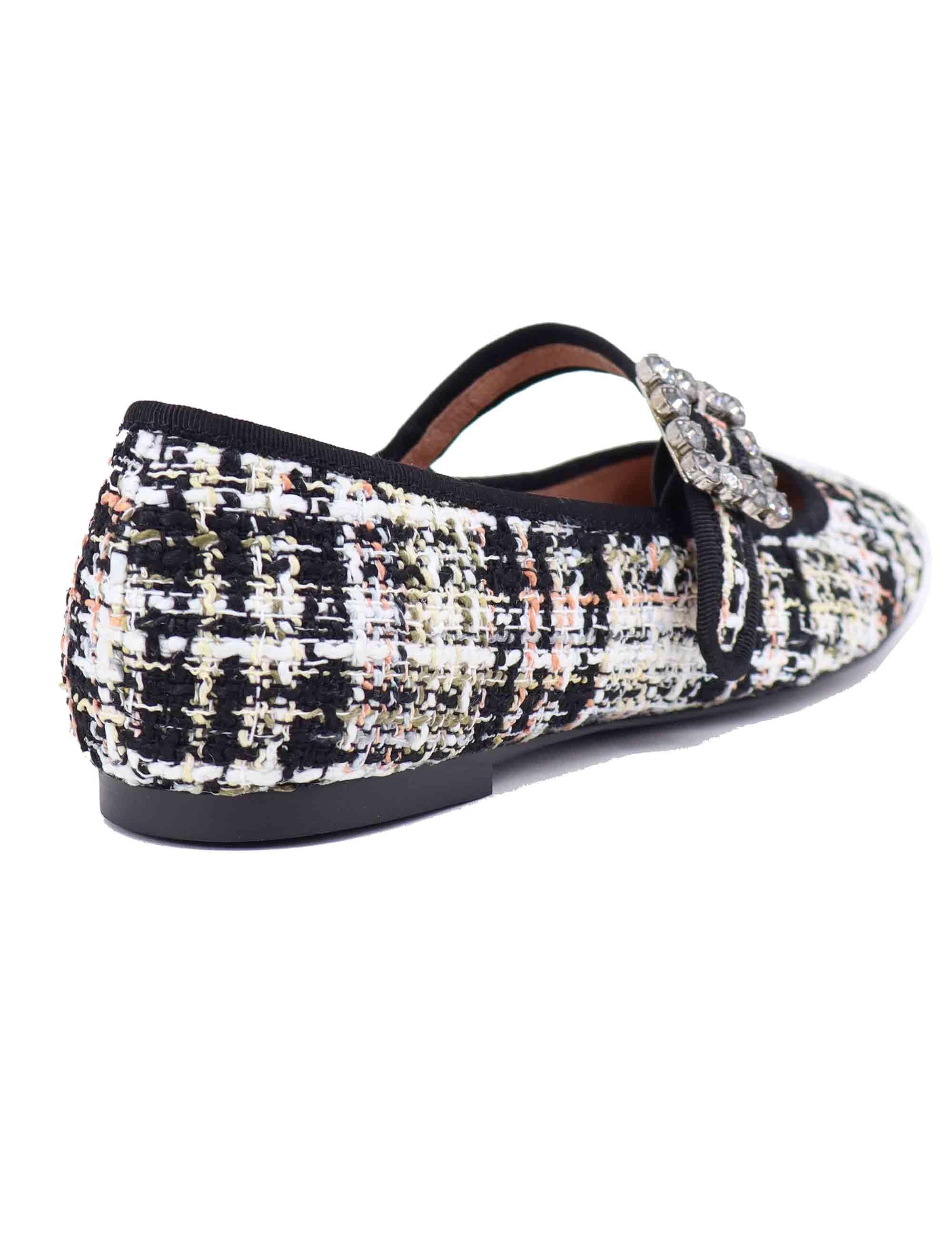 Ballerine donna Hessen in tessuto twed nero 656Z57VK 03 Bibi Lou 