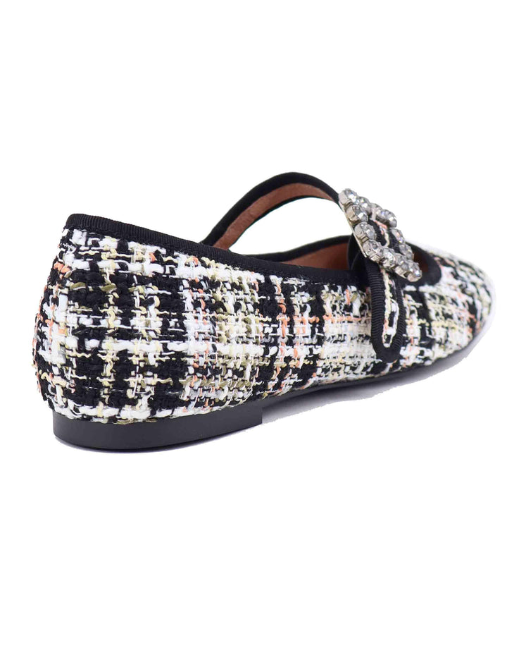 Ballerine donna Hessen in tessuto twed nero 656Z57VK 03 Bibi Lou 