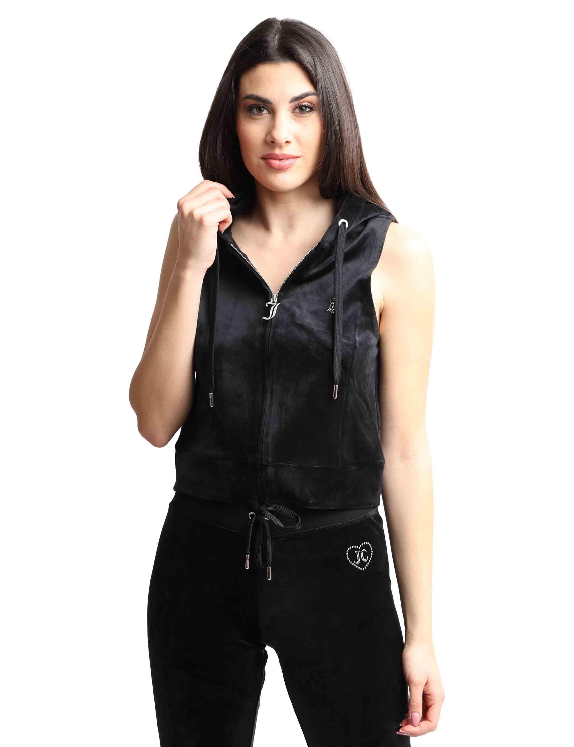 Felpe donna Gilly in tessuto nero a giro manica con cappuccio VEJH70328WPF J00 Juicy Couture 