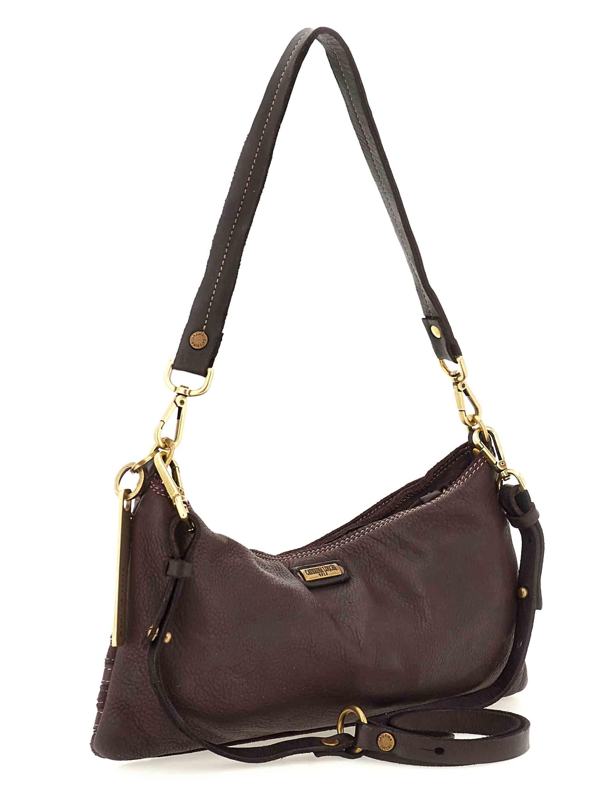 Borse a spalla Nora in pelle e camoscio prugna multiriga Donna L012960ND X2917 C3507