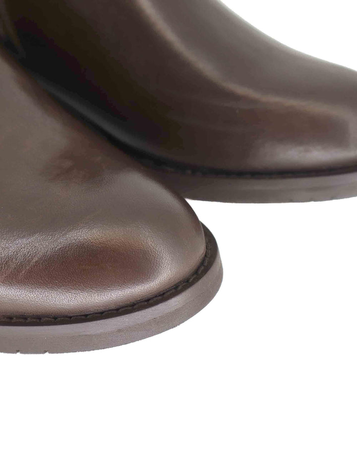 Stivaletti donna in pelle marrone con fibbia laterale e tacco medio SPST1003 014 Spatarella 