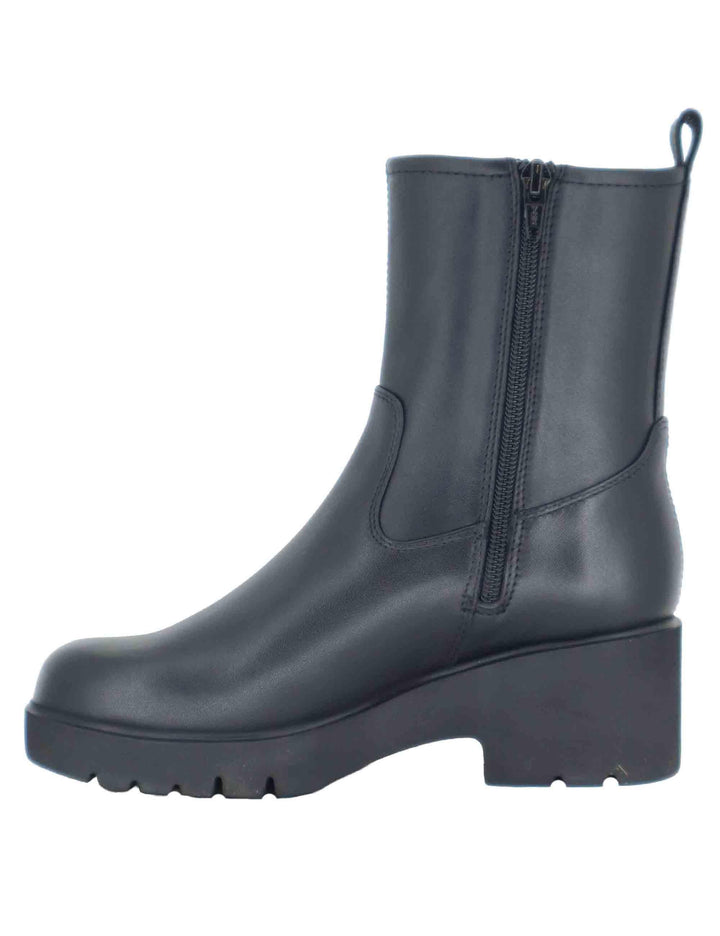 Stivaletti donna in pelle nera con suola in gomma JAVITO STT BLACK Unisa 