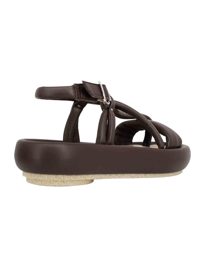 Sandali infradito slingback donna in pelle testa di moro con zeppa bassa BASU 013 Patrizia Bonfanti 