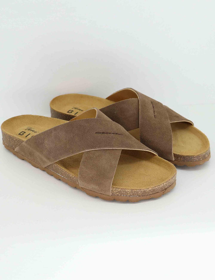 Sandali uomo in camsocio taupe con fussbett Gol Taupe Toni Pons 