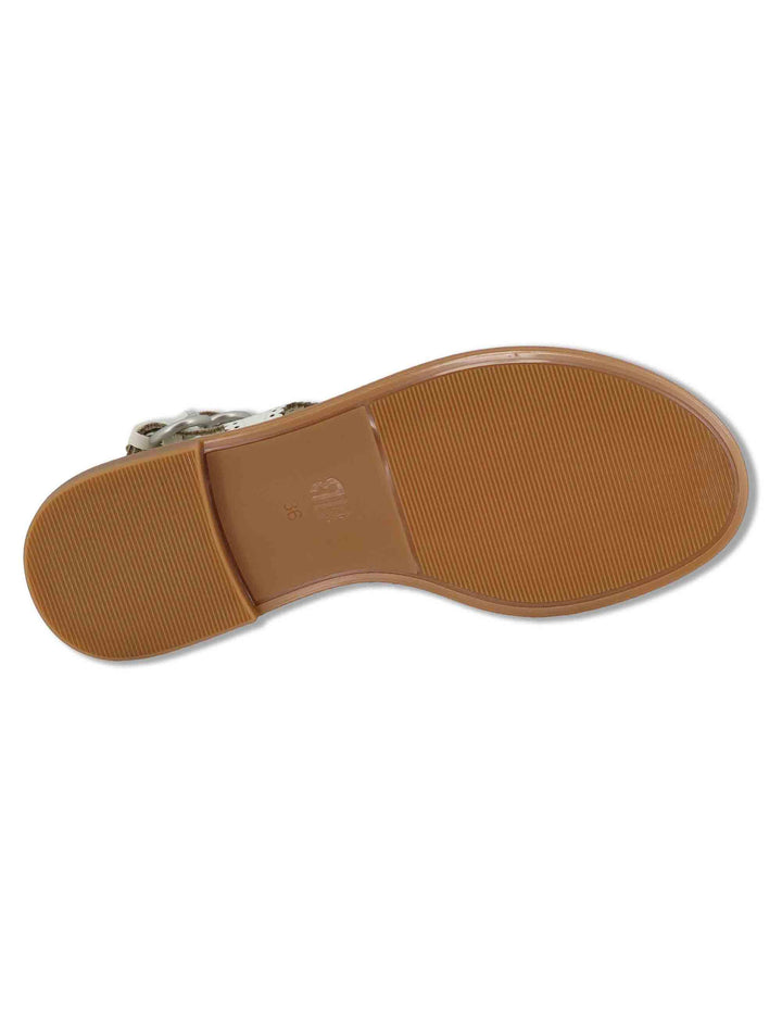 Sandali donna in pelle off white con tacco basso e cinturini Zasi 895Z80HG 02-OFF WHT Bibi Lou 