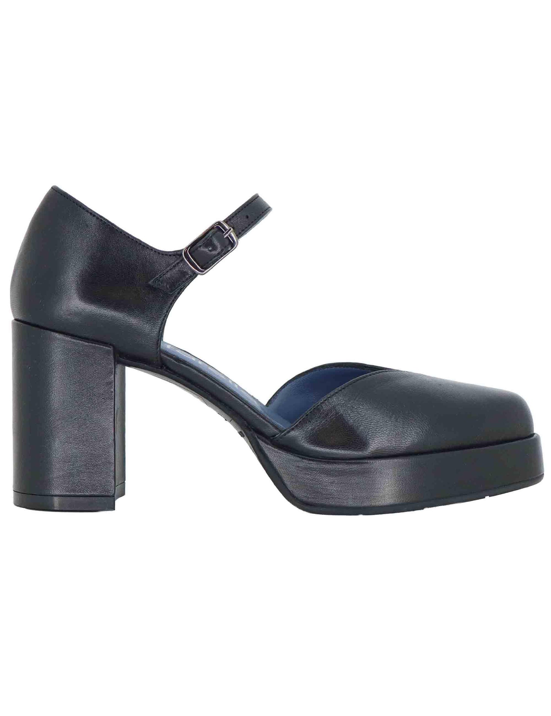 Decollete donna in pelle nera con tacco alto e plateau SP2346 001 Spatarella 