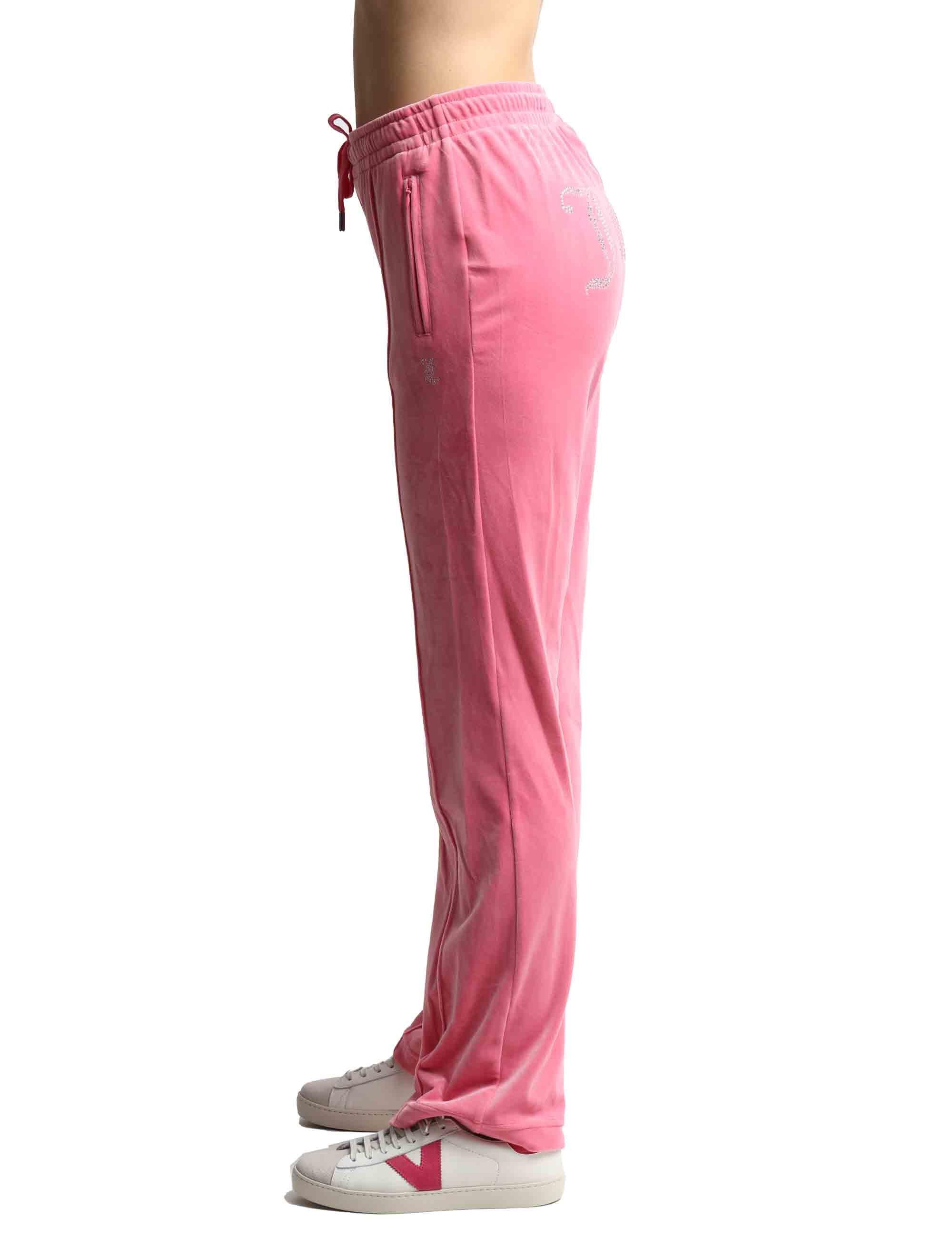 Pantaloni tuta donna Tina in tessuto rosa con strass VEJH70047WPF J99 Juicy Couture 