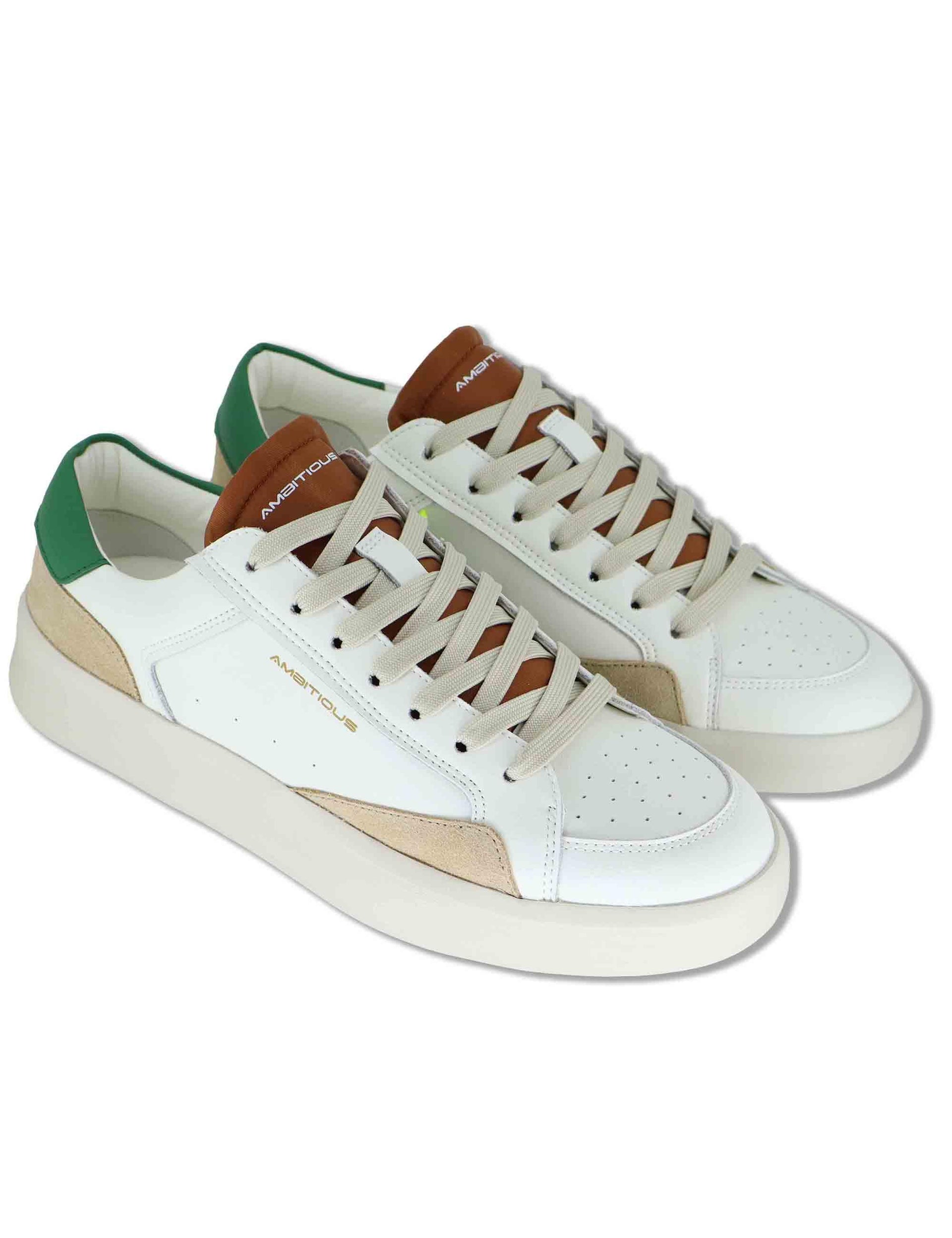 Sneakers uomo Brixton in pelle off white con suola alta in gomma eco-light 14323 T3451AM Ambitious 