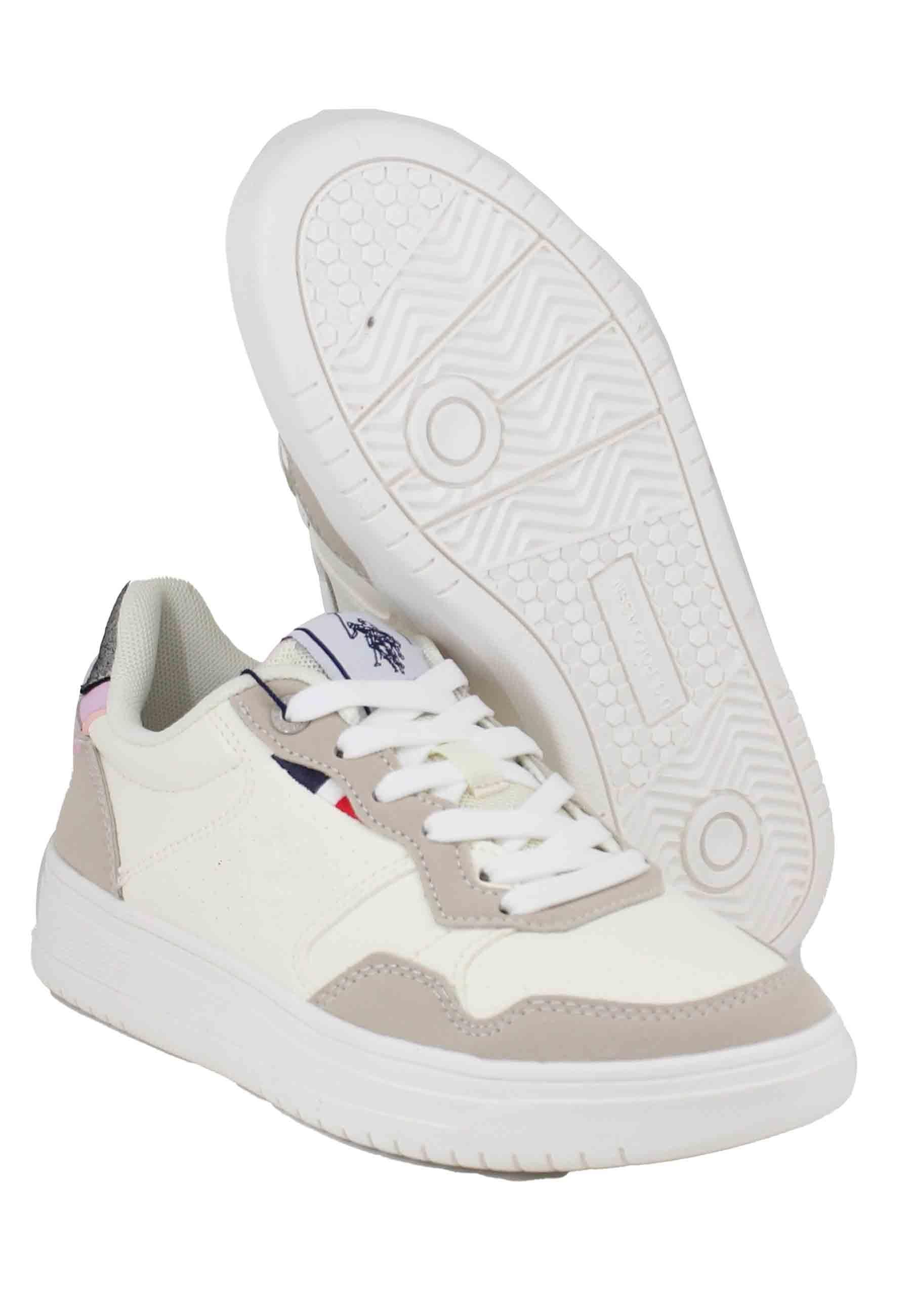 Sneakers donna in eco pelle vintage bianco e nude KOSMO002A WHI-NUD02 U.S. Polo Assn. 