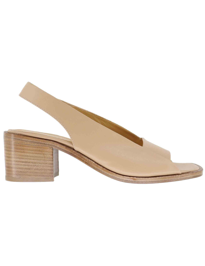 Sandali slingback donna in pelle beige con tacco medio SP2043 036 Spatarella 