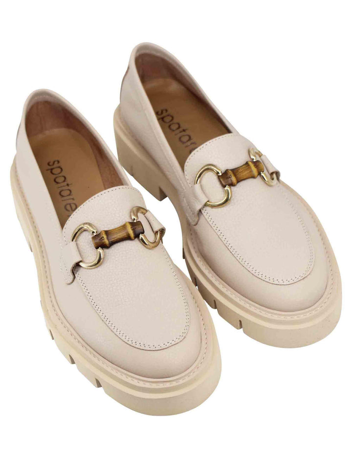 Mocassini donna in pelle beige con suola carrarmato leggera SPD765 015 Spatarella 