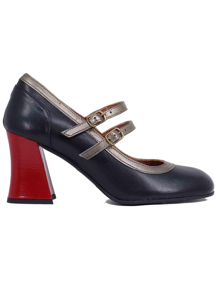 Decollete donna in pelle nera tacco alto G803Z 001 Les Venues 