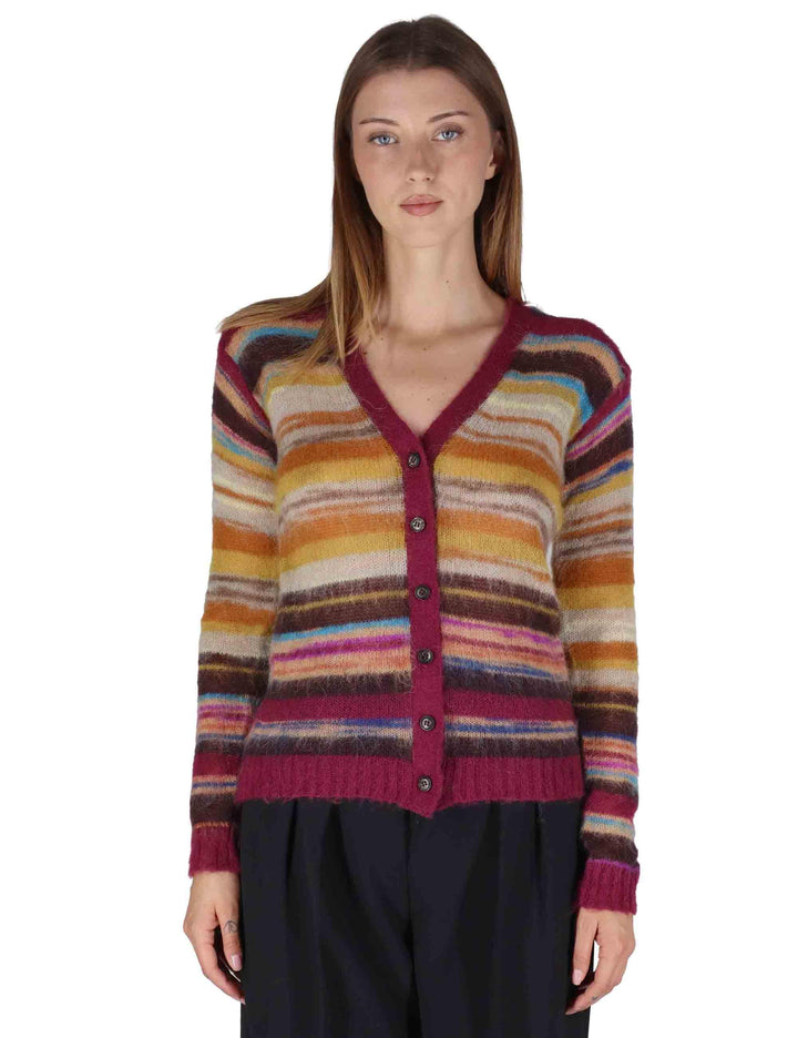 Cargidan donna Mohair Mix Print in lana cammello a fantasia JN370478209 41B21 Maliparmi 