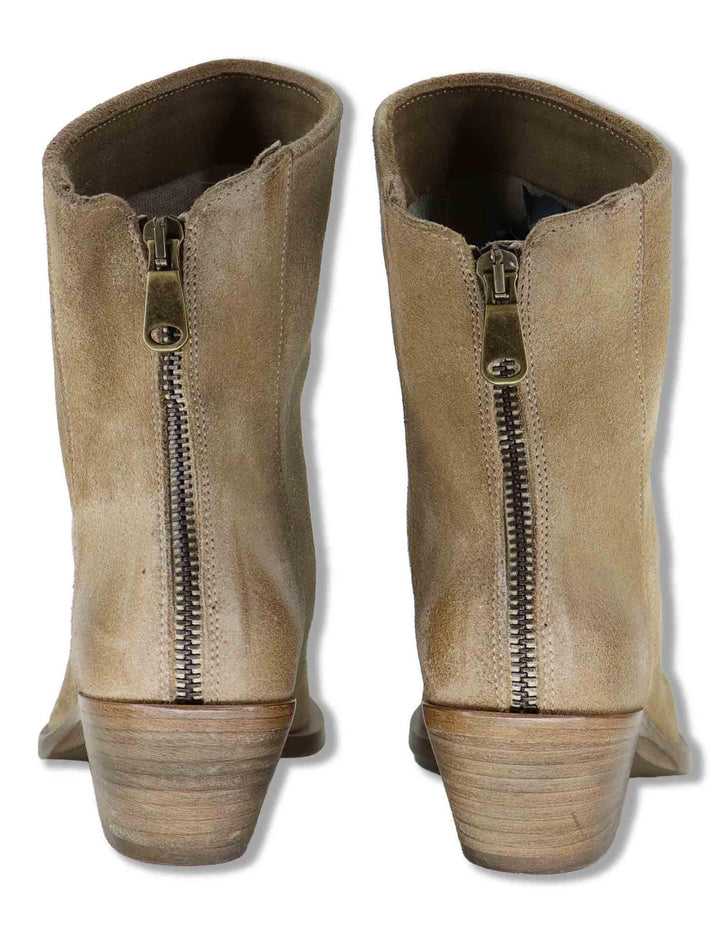 Stivaletti texani donna in camoscio taupe con zip posteriore e tacco medio SPDX2215 0289 Spatarella 