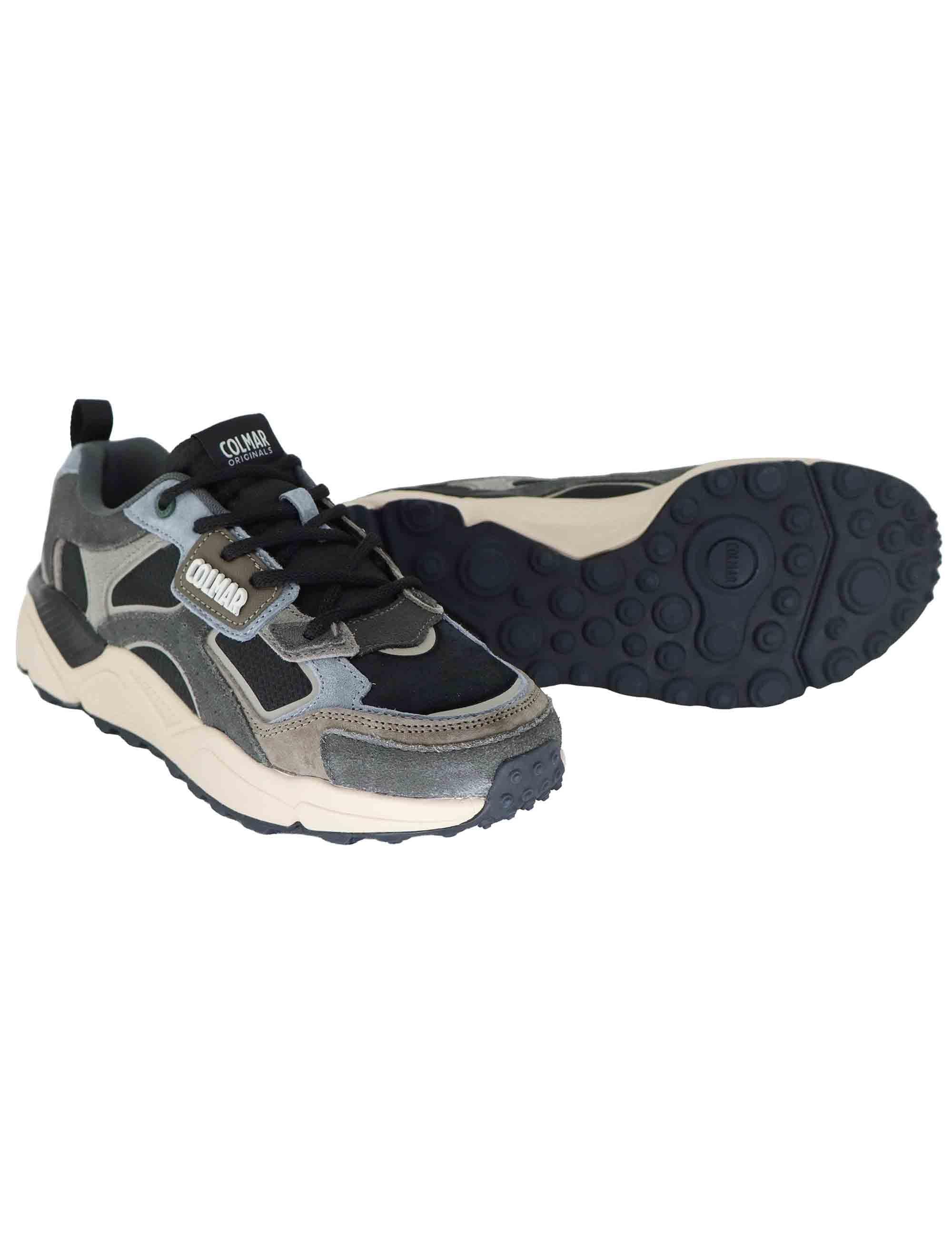 Sneakers uomo in pelle e tessuto nero con suola alta GARNER GROUNDS 066 Colmar 