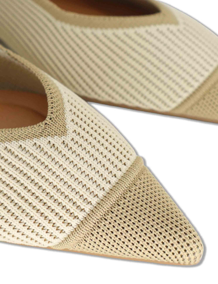 Decollete slingback donna in tessuto beige con tacco basso e punta 75051 65-3V Miss Elastic 