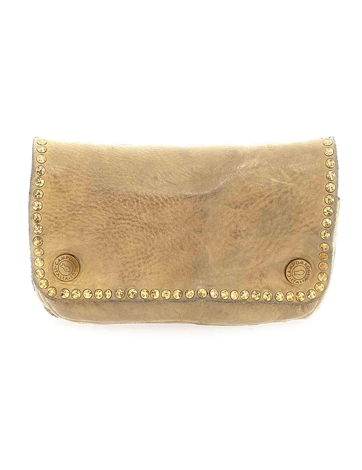 Borse pochette donna Kura in pelle beige con borchie oro C040680ND X0007 C0539 Campomaggi 