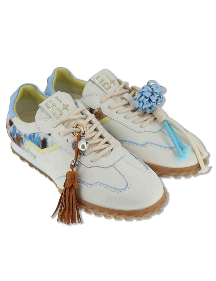 Sneakers donna in pelle bianca con charms removibili CIELO 06 Gio + 