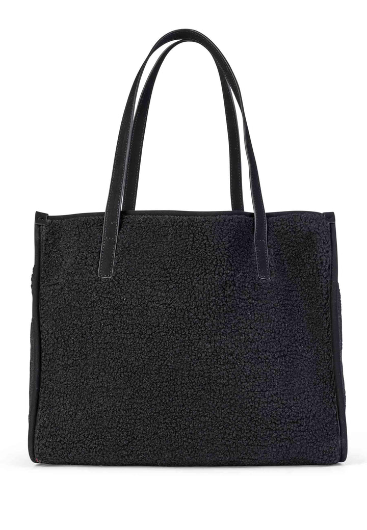Borsa donna tote a spalla in teddy nero Sussex Shopping BIUZB6244WZ C005 U.S. Polo Assn. 
