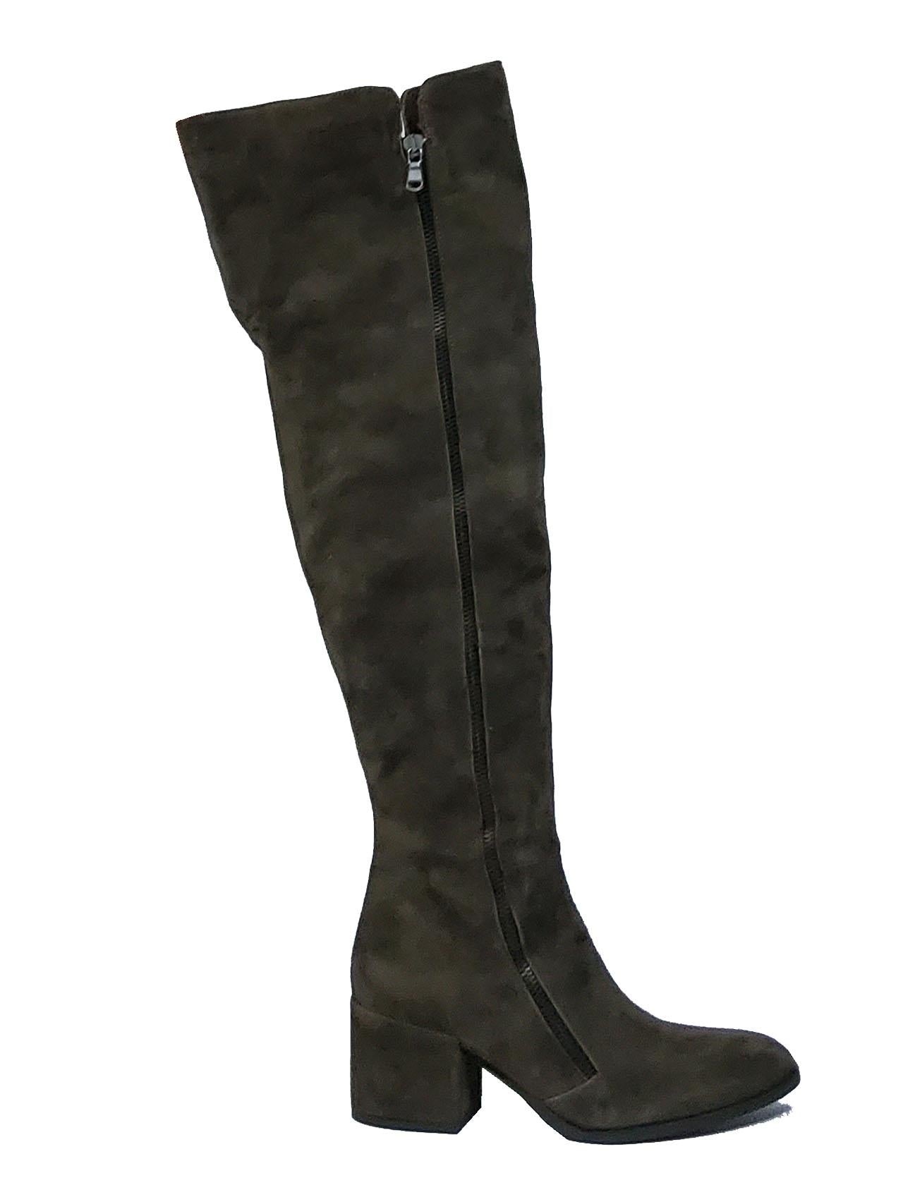 Stivali Donna in Camoscio Moro Doppia Zip IN48 MORO