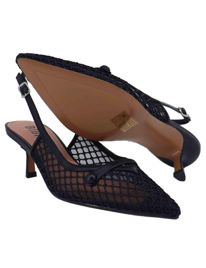 Slingback donna Xaia in rete nera con tacco basso 627Z78VK 001 Bibi Lou 