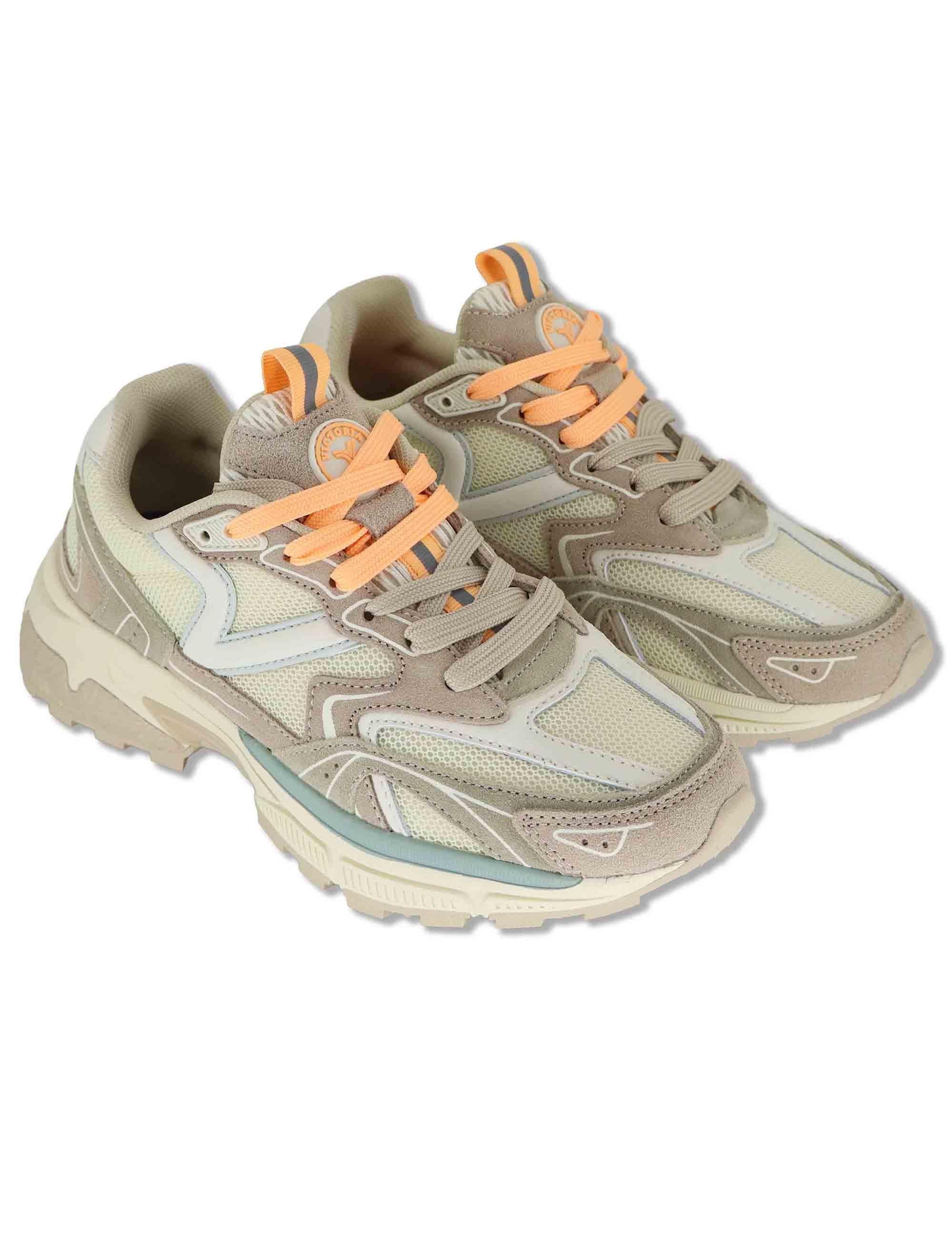 Sneakers donna Mythos in pelle e tessuto beige con suola alta e sportiva 8809104 80_Beige Victoria 