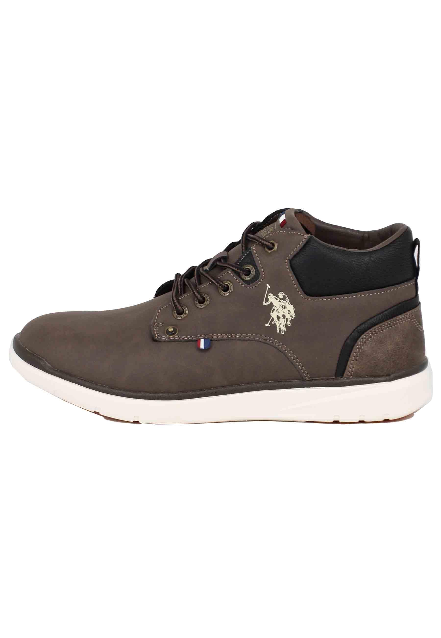 Stivaletti uomo in eco pelle marrone con suola in gomma YGOR004A DBR003 U.S. Polo Assn. 