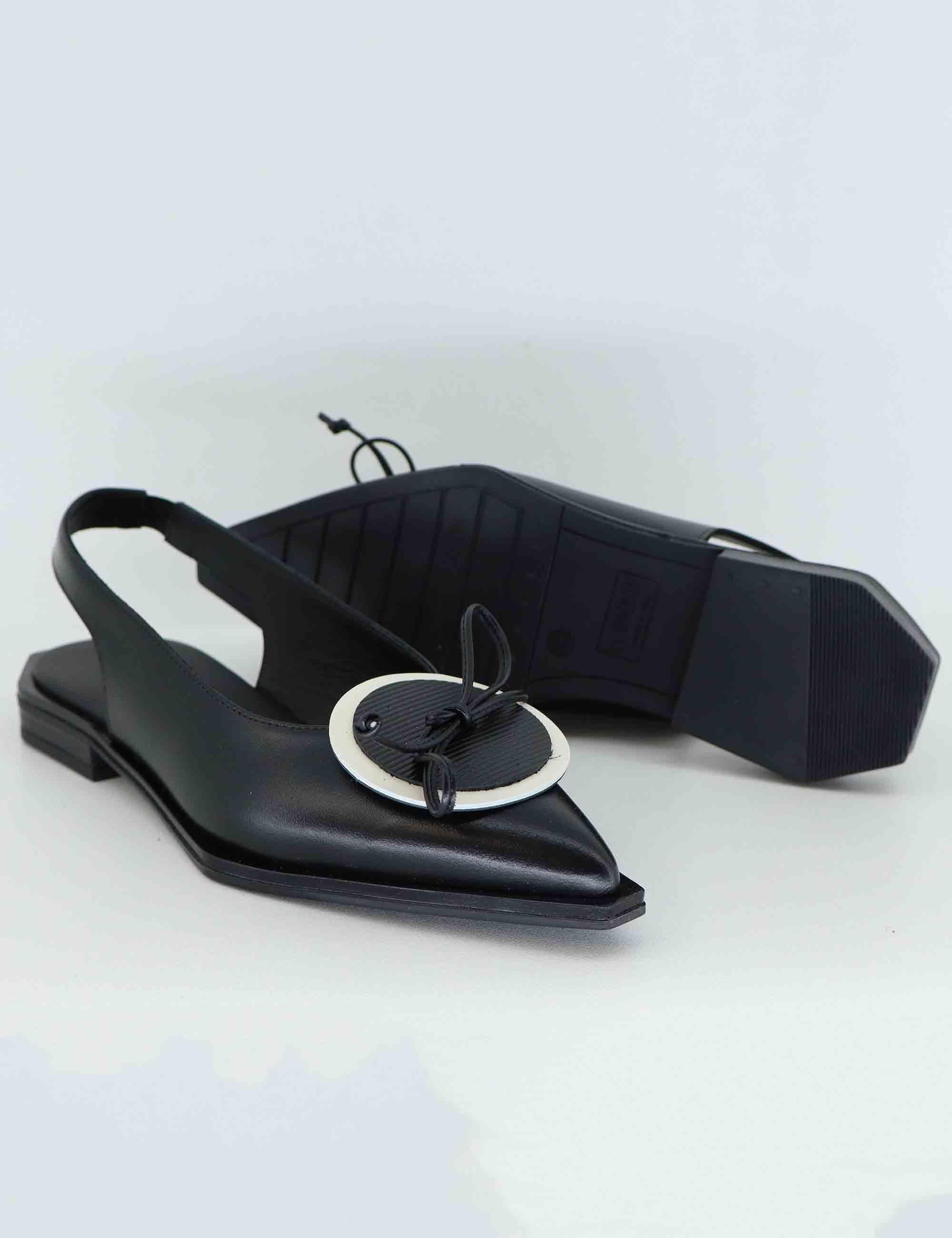 Slingback donna in pelle nera con tacco basso P14 1 Le Bohemien 