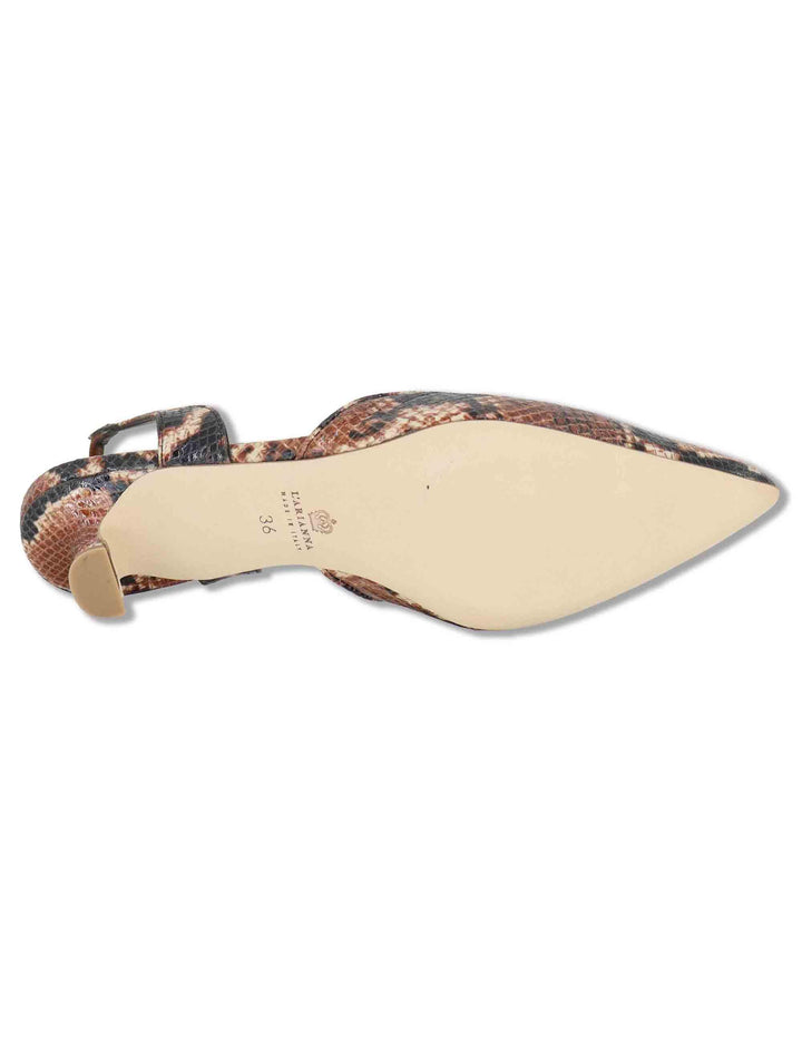 Decollete slingback donna in pelle cuoio stampata con tacco basso CH2533/RT 014 L'Arianna 