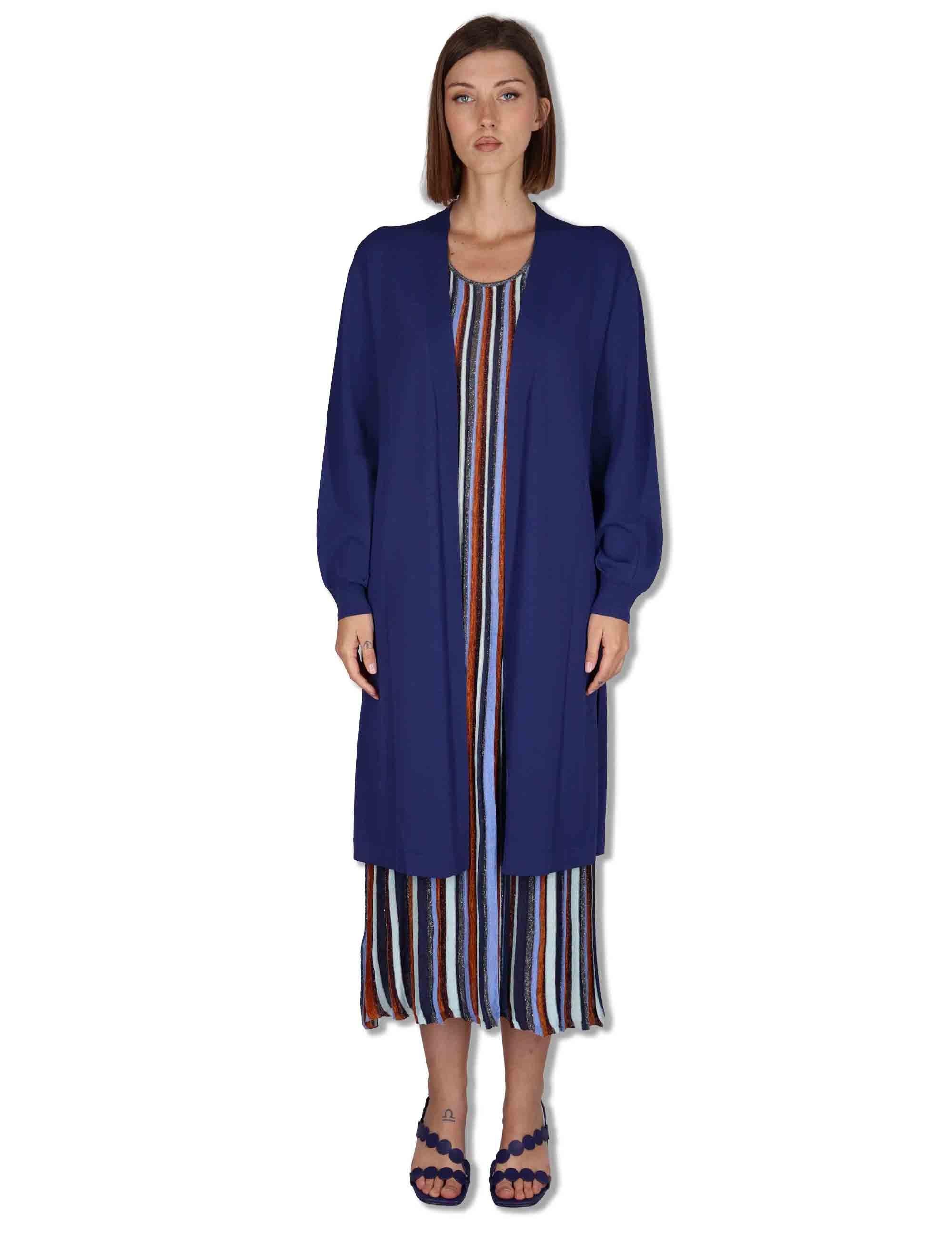 Cardigan lungo donna Viscose Fresh in monocolore blu JN370877099 80043 Maliparmi 