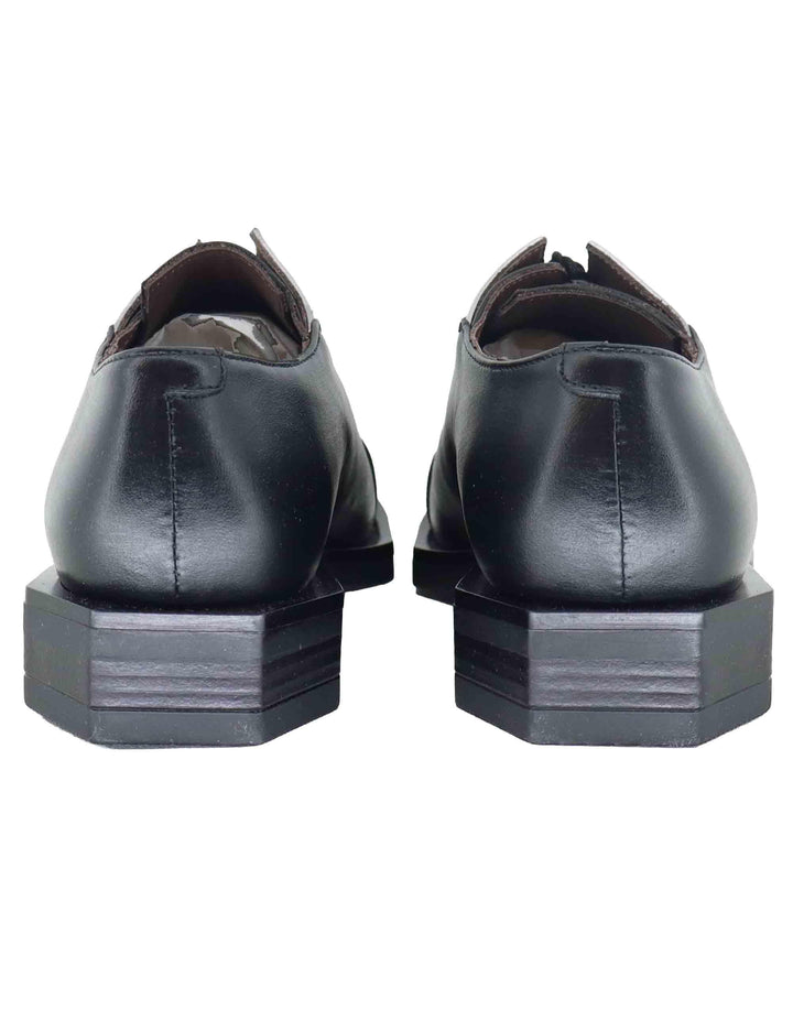 Stringate donna in pelle nera e argento tacco basso G18 1 Le Bohemien 