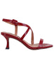 Sandales à bout ouvert pour femme Nica en vernis bordeaux, talon moyen, modèle 504Z21VK 029.